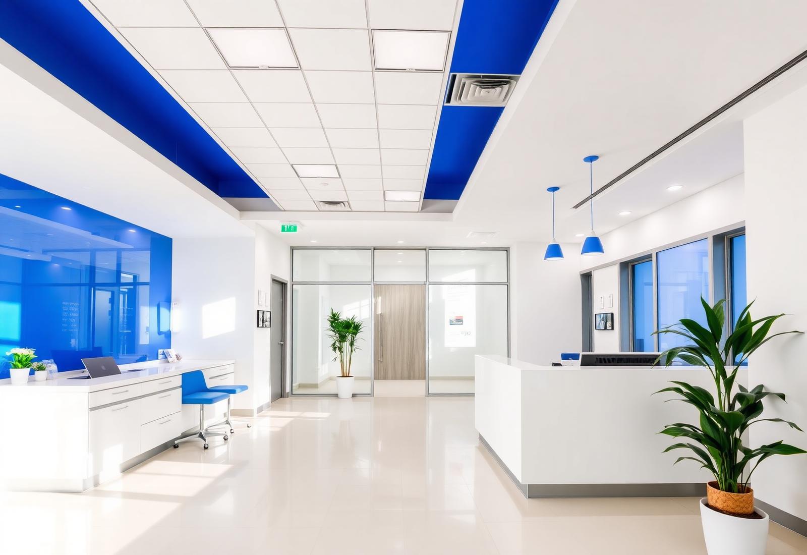 Clean and modern reception area of Royal Clinic in Lucknow